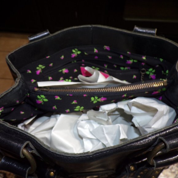 Betsey Johnson Handbag Leather Studded Black purse - Picture 10 of 15